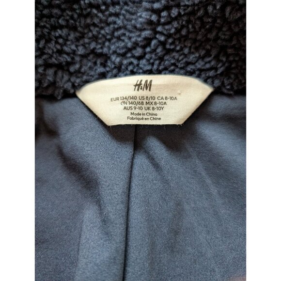 H&M Sherpa boy jacket fleece size 8/10 year old blue - Picture 5 of 7